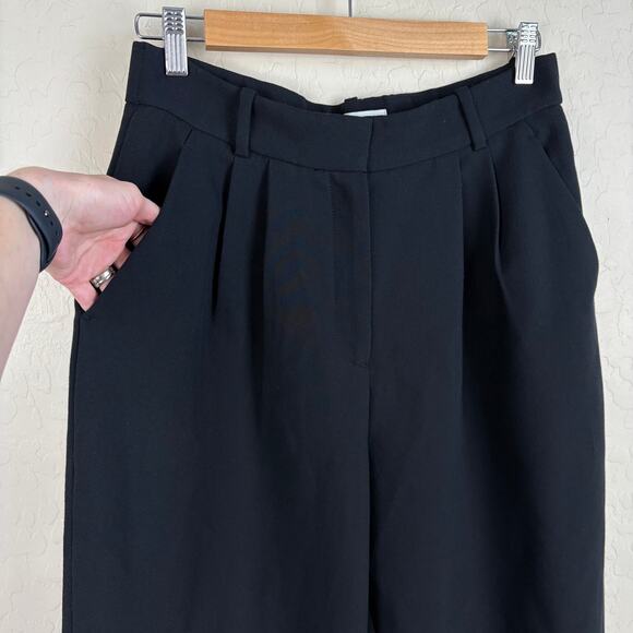 Abercrombie & Fitch Curve Love Sloane Tailored Wide Leg Pant Black Womens Size 8 - Picture 3 of 12